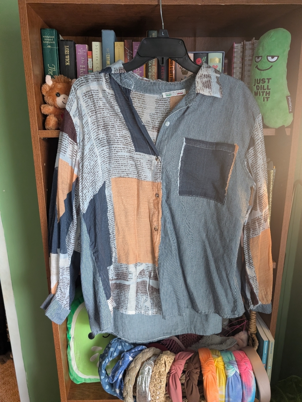 ❤️Sold❤️Bundle Of Mixed-Print Button Up Shirt & White Tie-dyed Button Up Top
